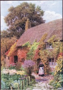 Babiččina chata, Henley Common, poblíž Midhurst, Sussex, z The Cottages and the Village Life of Rural England vydané nakladatelstvím Dent & Sons Limited od Alfred Robert Quinton