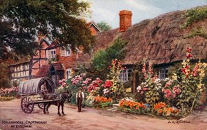 Hollyhocks, Cropthorne, Evesham od Alfred Robert Quinton