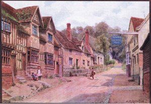 Domy dříve obývané tkalci, Kersey, Suffolk, z The Cottages and the Village Life of Rural England vydané Dent & Sons Limited od Alfred Robert Quinton