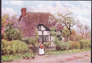 Lilac and Apple Blossoms, Harvington, Worcester, z The Cottages and the Village Life of Rural England vydané nakladatelstvím Dent & Sons Limited, 1912