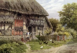 Old Cottage, Bignor, Sussex (barevné lito) od Alfred Robert Quinton