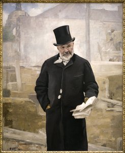 Portrét Jean Charles Adolphe Alphand (1817-1891), spolupracovník barona Haussmanna, vedoucí veřejných prací, uspořádání zelených ploch v Paříži, ředitel děl Světové výstavy 1889, Olejomalba na plátně od Alfreda Rolla (1846-1919 ). Photog