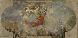 Skica jižní galerie Petit Palais: Apoteóza (centrální strop), mezi lety 1906 a 1913 (olej na plátně na dřevě) od Alfred Roll