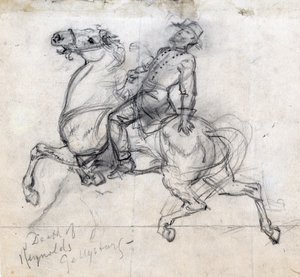 Smrt Reynoldse v Gettysburgu 1863 (kresba) od Alfred Rudolph Waud
