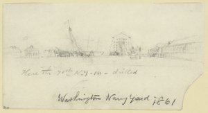 Yard Washingtonského námořnictva od Alfred Rudolph Waud