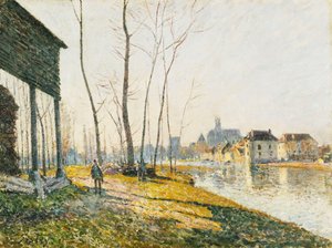Únorové ráno v Moret-sur-Loing; února ráno v Moret-sur-Loing, 1881 od Alfred Sisley