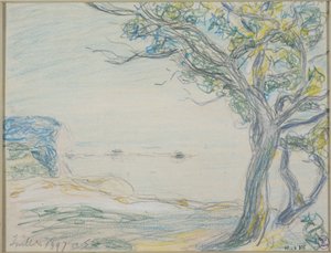 Stromy u moře od Alfred Sisley