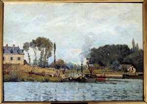 Loď u zámku Bougival Malba Alfreda Sisleyho (1839-1899) 1873 Ne. 0,46x0,65 m Paříž, musee d