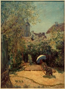 Žena se slunečníkem - letní scéna od Alfred Sisley