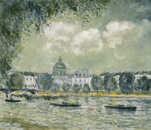 Krajina podél Seiny s Institut de France a Pont des Arts, c.1875 od Alfred Sisley