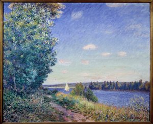 The Waterside Path a Sahurs Painting od Alfreda Sisleyho (1839-1899) 1894 Sun. 0,8x1 m Rouen, Muzeum výtvarného umění - Vodní cesta u Sahurs. Obraz Alfreda Sisleyho (1839-1899)