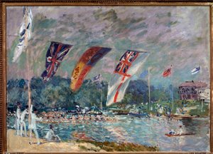 Regata v Molesey, Anglie - olej na plátně od Alfred Sisley