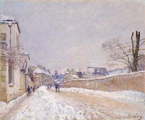 Rue Eugène Moussoir at Moret: Zima od Alfred Sisley