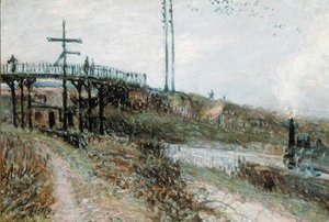 Lávka pro pěší přes železnici v Sevres, c.1879 od Alfred Sisley