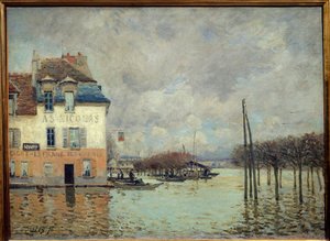 Povodeň v Port Marly (Port-Marly) Obraz Alfreda Sisleyho (1839-1899) 1876 Rozm. 0,60 x 0,81 m Paříž, musee d