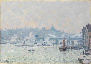 Pohled na Temži: Charing Cross Bridge, 1874 od Alfred Sisley