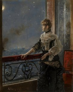Moonlight (Clear of the Moon). Asi 1885 od Alfred Emile Stevens