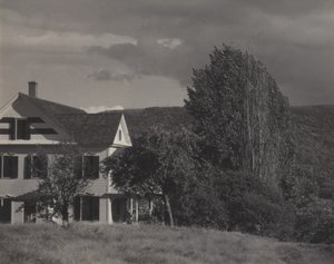 Dům a topoly, Lake George od Alfred Stieglitz