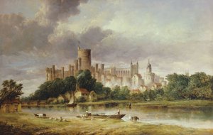 Pohled na hrad Windsor z Brocas Meadows, 1856
