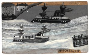 Dělové čluny za války, cca 1855-1942 (olej na desce) od Alfred Wallis