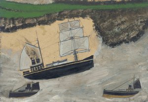 Tři parníky (olej a tužka na palubě) od Alfred Wallis