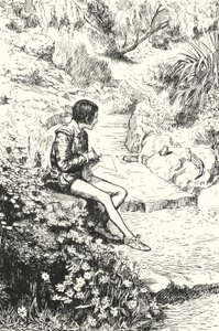 Francouzský hrnčíř Bernard Palissy jako chlapec pozoroval na zahradě ještěrky od Alfred Wallis Mills