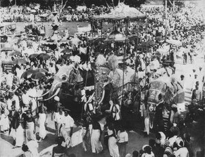 Posvátný slon v procesí Perahera, Kandy, Ceylon, c1890, 1910 od Alfred William Amandus Plate