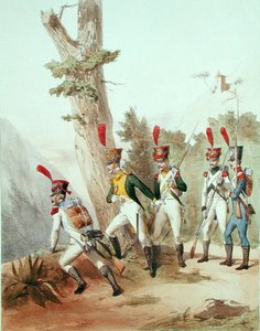 Francouzské jednotky, vyryl Gustave David (1824-91) 1810 (litho) od Alfred de (after) Marbot