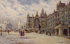 Budovy Parlamentu a socha Richarda Coeur de Lion od Alfred de Breanski