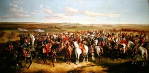 Návštěva prince Alberta (1819-61) u císaře Napoleona III. (1808-73) na výšinách u Boulogne, 8. září 1854 (olej na plátně)