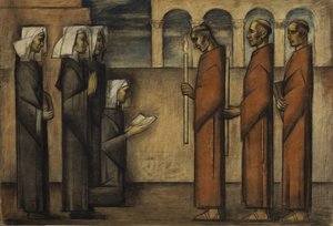 Mniši a jeptišky, kolem roku 1934 (pastel na papíře)