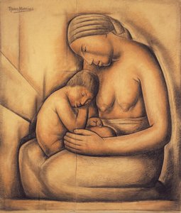 Indická matka, kolem roku 1936 (pastel na papíře)
