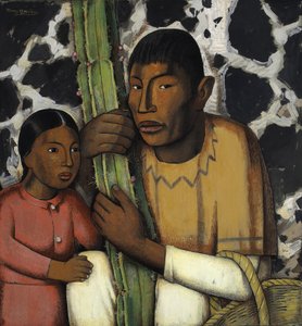 Indián s kaktusem (tempera na papíře)