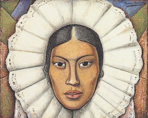 Tehuana, cca 1930 (kvaš a pastelka na papíře) od Alfredo Ramos Martinez