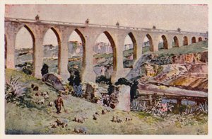 Akvadukt Aques Livres, Lisabon (barevná litografie)