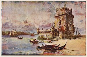 Věž Belem, Lisabon (barevná litografie)