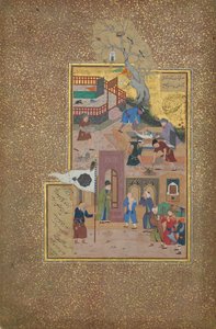 Pohřební průvod, Folio 35r z Mantiq al-tair Language of the Birds, A.H. 892 n. l. 1487.