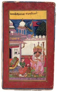 Kambhavati Ragini z Malkosu, 1591 (neprůhledná čb a zlato na papíře) od Ali and Hatim Husain