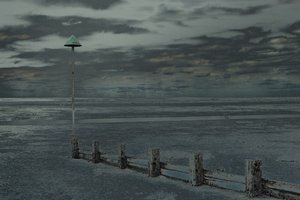 Plážová procházka, Leigh-on-Sea, 2018 (ručně malovaná fotografie)