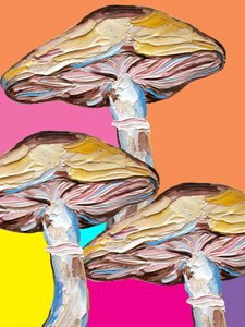 Pop art s motivy psychedelických hub od Alice Straker
