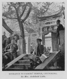 Vchod do chrámu víl, Chungking (černobílá fotografie)