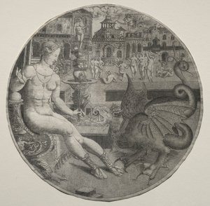 Nahá žena a drak, 1523.