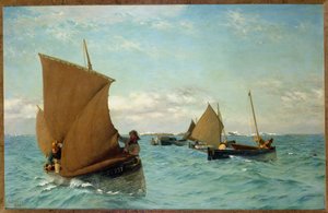 Luggers vyzvednutí kotviště, 1886 od Allan J. Hook
