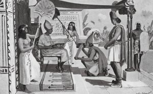 Ramesse II. při přebírání kopie smlouvy s Chetity (litografie) od Allan Stewart