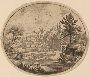 Hamlet na břehu řeky, pravděpodobně c. 16451656. od Allart van Everdingen