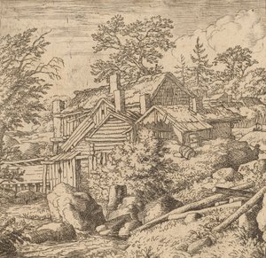 Hamlet na horské straně, pravděpodobně c. 16451656. od Allart van Everdingen