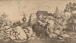 Jezdec na kamenném mostě, pravděpodobně c. 16451656. od Allart van Everdingen