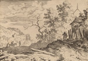 Chata se zbytky živého plotu, pravděpodobně c. 16451656. od Allart van Everdingen