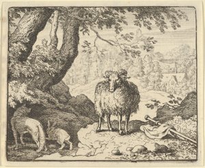 Renard přesvědčí králíka, aby vstoupil do jeho nory, a zabije ho, 1650-75. od Allart van Everdingen