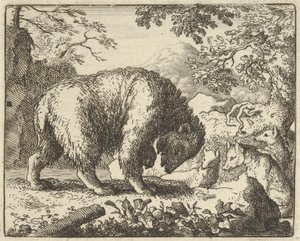 Renard Medvědovi slíbí, že ho vezme na místo, kde najde med, 1650-75. od Allart van Everdingen